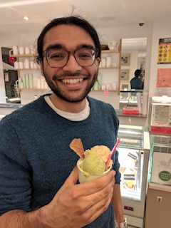 A picture of me with ice cream in the West Village, NYC